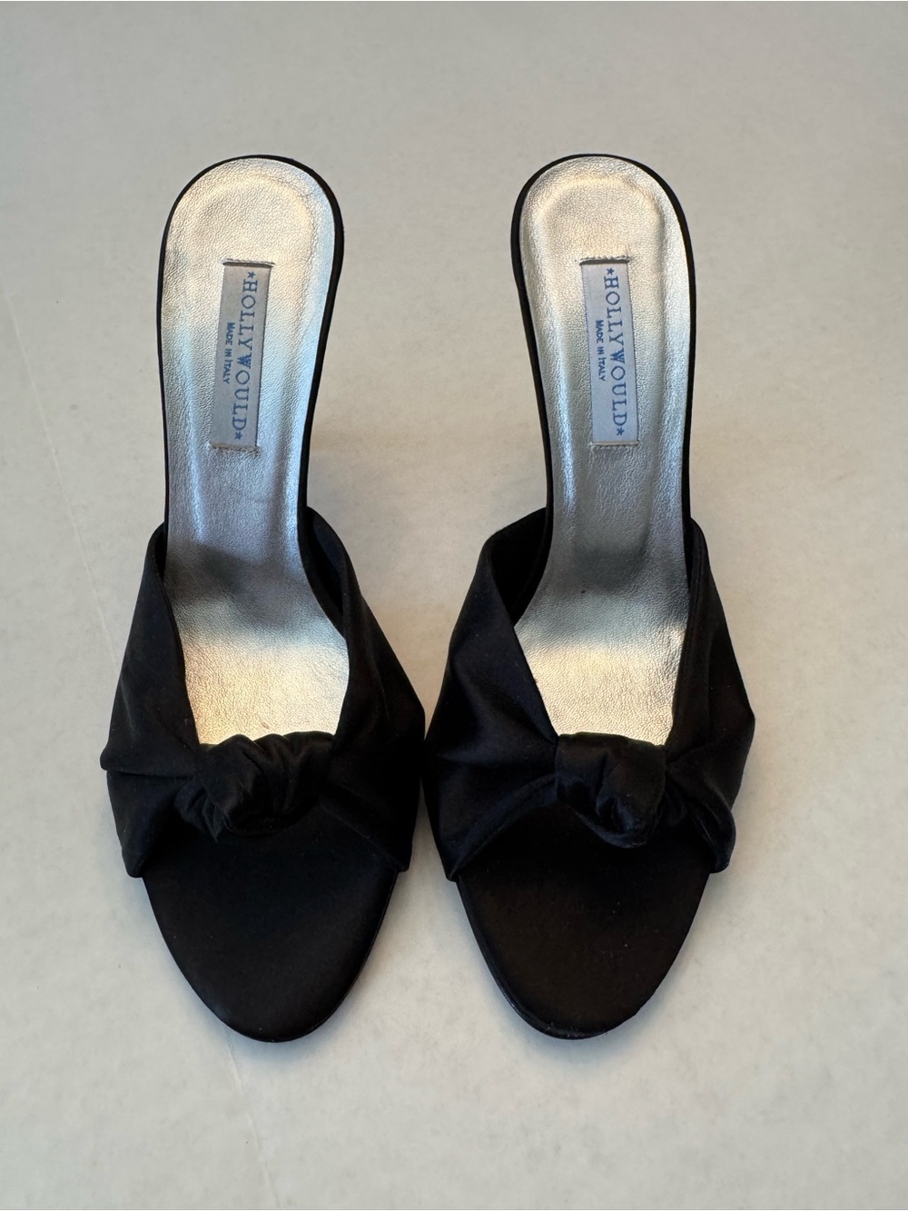 Hollywould Italian Baja Satin Stiletto Mules - Quiet Luxury Vintage EU 37 - Picture 3 of 12